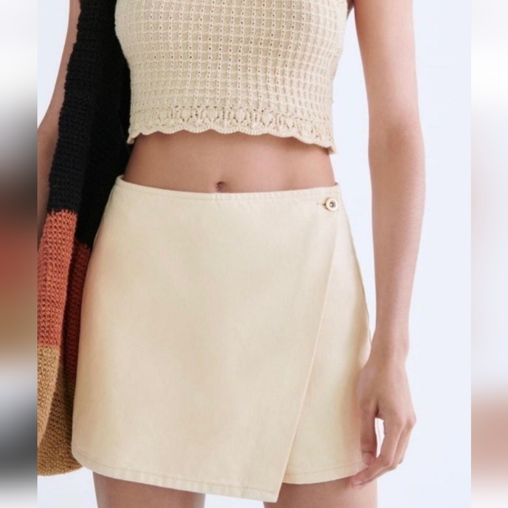 Zara NWT denim crossover skort XS